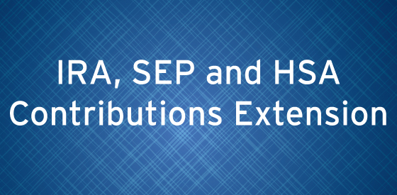 IRS Extends Due Date for 2019 Individual Retirement Account (IRA) Contributions, SEPs and HSAs